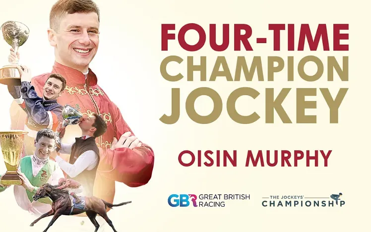 Promotional artwork for Oisin Murphy as four time champion jockey.