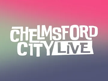 Chelmsford City Live logo on a colourful background.