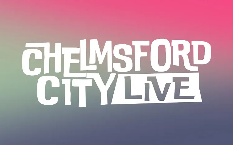 Chelmsford City Live logo on a colourful background.