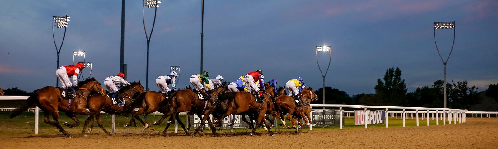 Horse racing at Chelmsford City Racecourse.