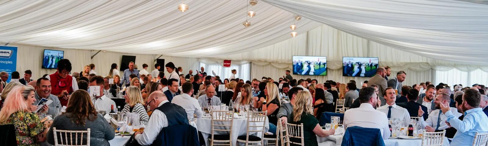 Dining inside a Marquee